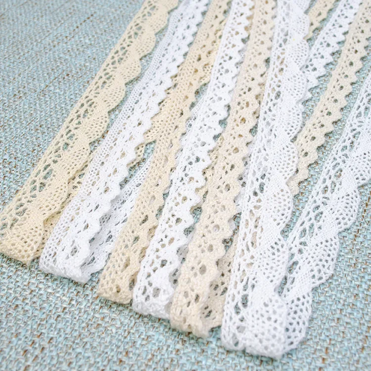 5Yards Cotton Lace Trim Ribbon Vintage White Beige Fabric Crochet Lace Wedding Decor Christmas Package DIY Sewing Craft Supplies