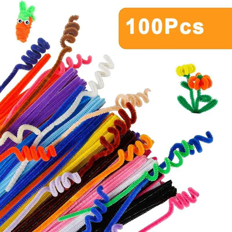 100Pcs Multi-Color Chenille Stems Pipe Cleaners Kids Plush Stick Children's Educational Toys For DIY Creative School Projects