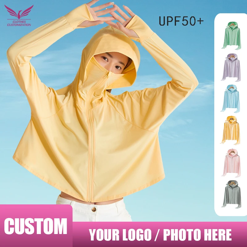 Custom summer UPF 50+ UV Sun Protection Skin Coats customation quick dry Fishing Sunscreen Tops  Hooded Windbreaker woman jacket