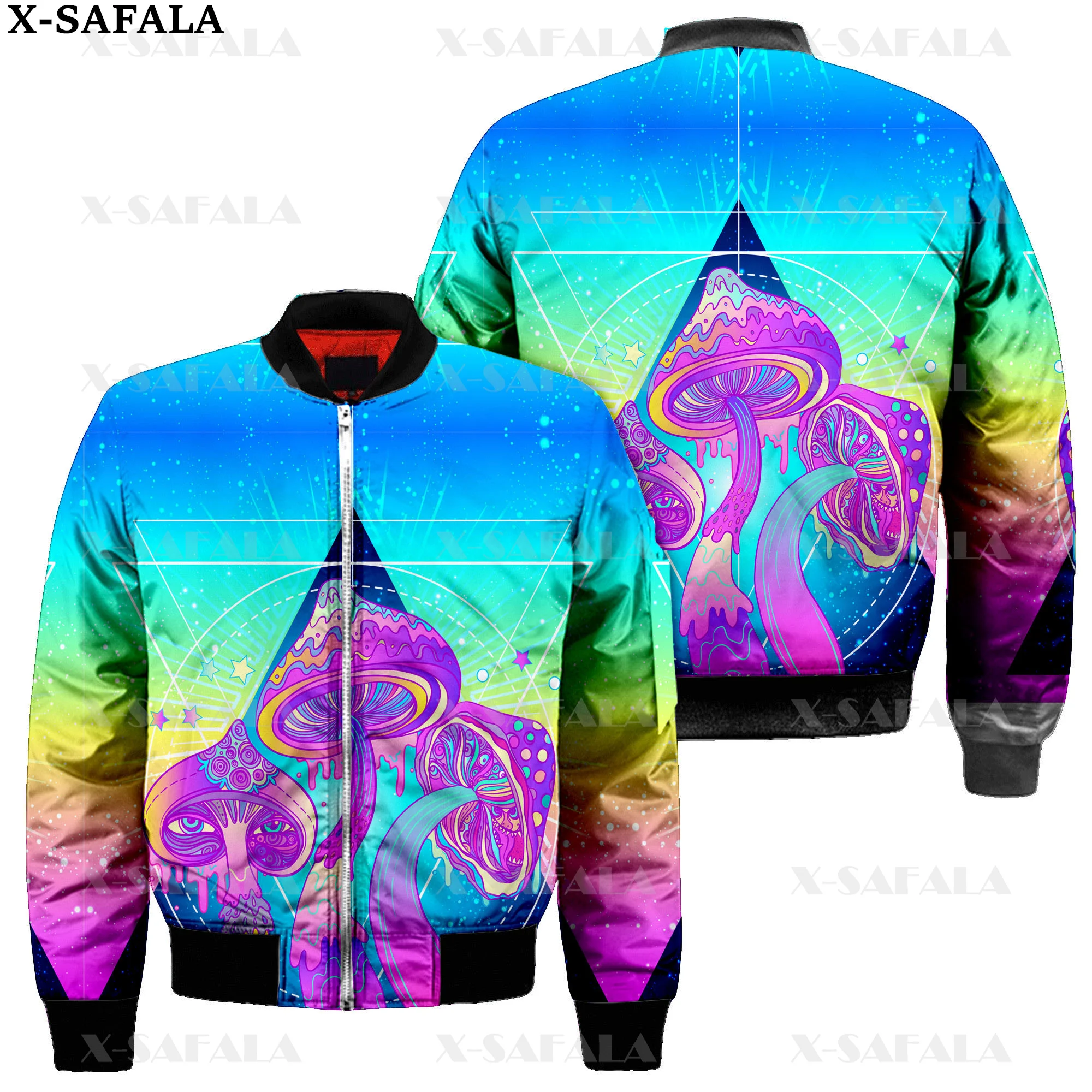 

Mens Unisex 3D Bomber Jackets Psychedelic Mushroom Trippy Print Zipper Casual Harajuku Men Coat Streetwear Thick Coats-5