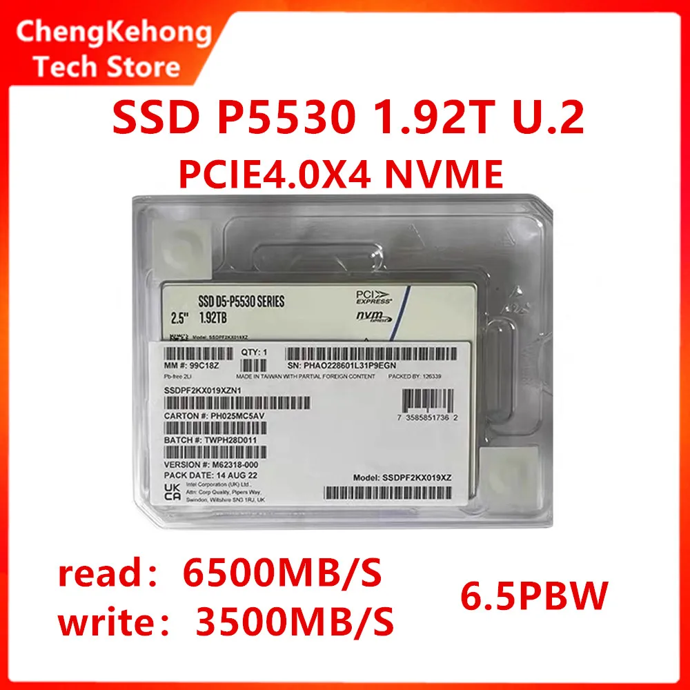 SSD para Intel P5530 1.92T 960G U.2 PCIE 4.0X4NVME novo original negócio unidade de estado sólido