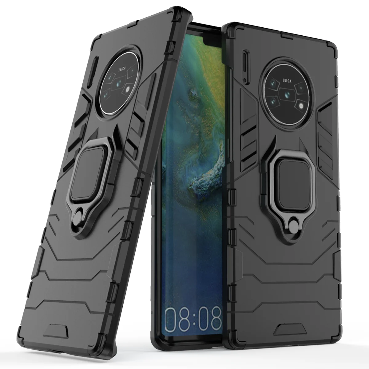 Armor Shockproof Case For Huawei Mate 60 50 50E 40 40E 30 20 20X 10 9 Pro Plus Lite Bumper Metal Ring Stand Back Cover