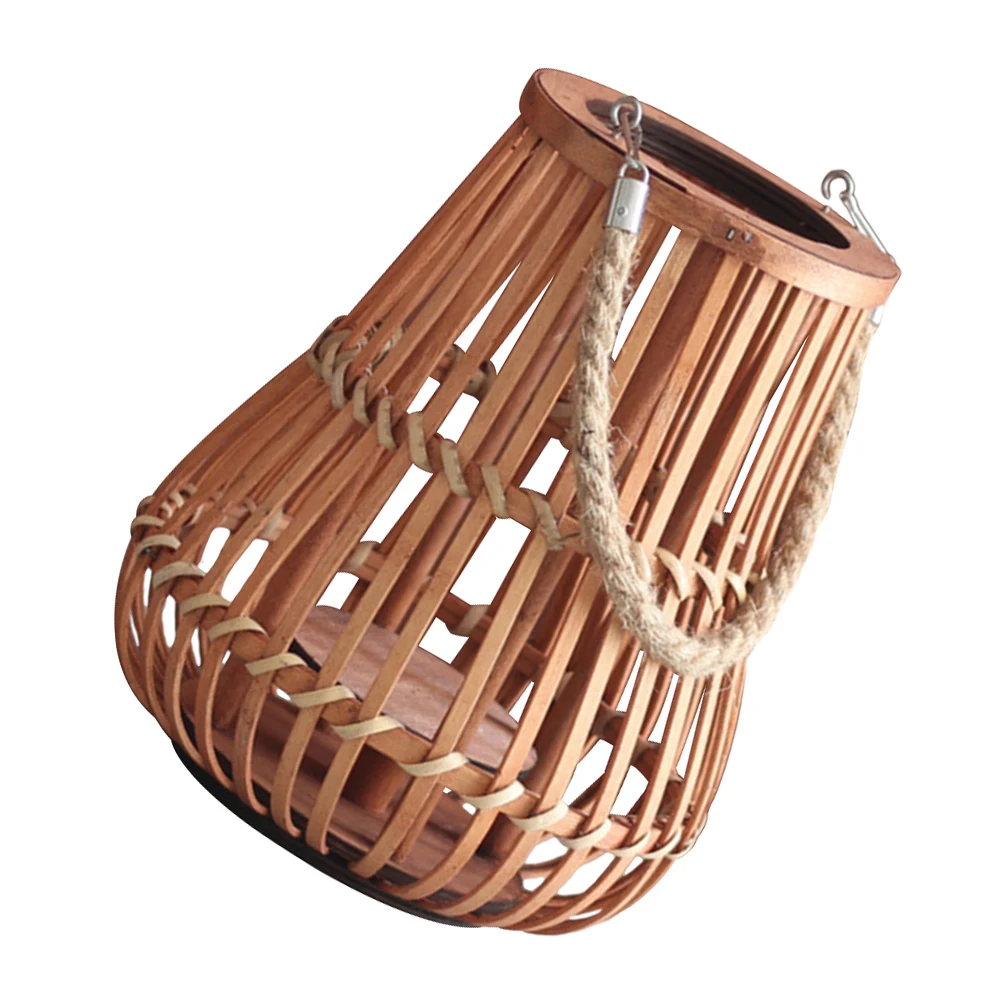 

Retro Bamboo Lantern Ornaments Vintage Hollow Hanging Creative Handheld Wedding Garden Pendant Lamp Shades Decor