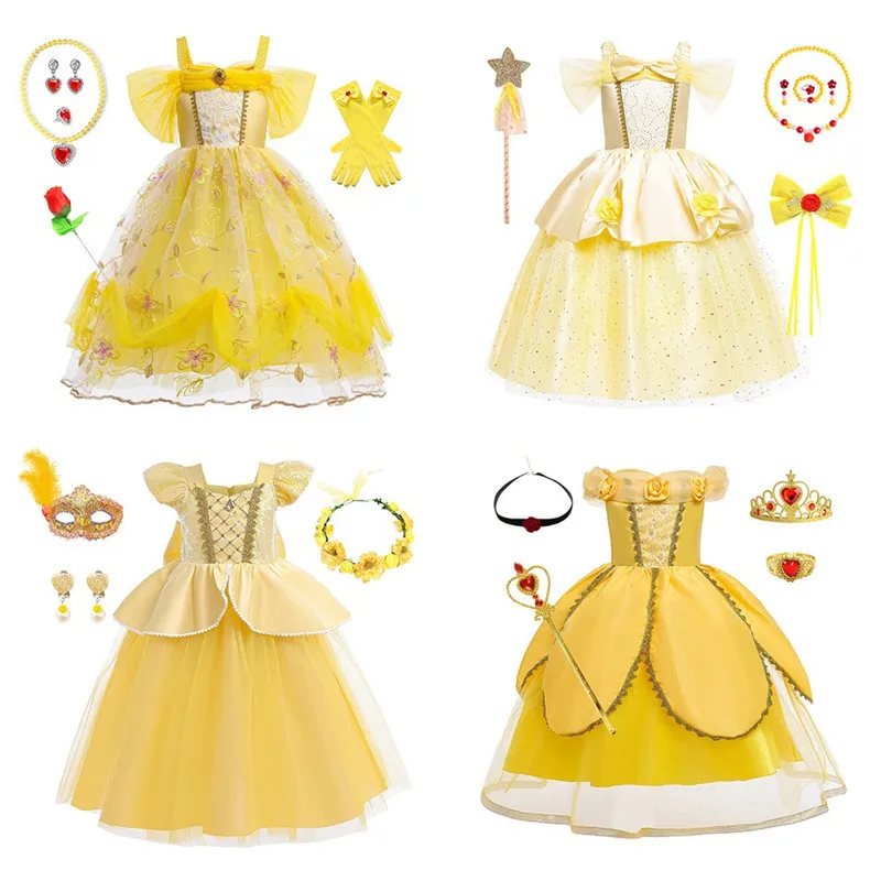 

Костюм принца Белль, юбка, детское бальное платье Beau And the Beast, пышная юбка для девочек на Хэллоуин, наряд для выступлений