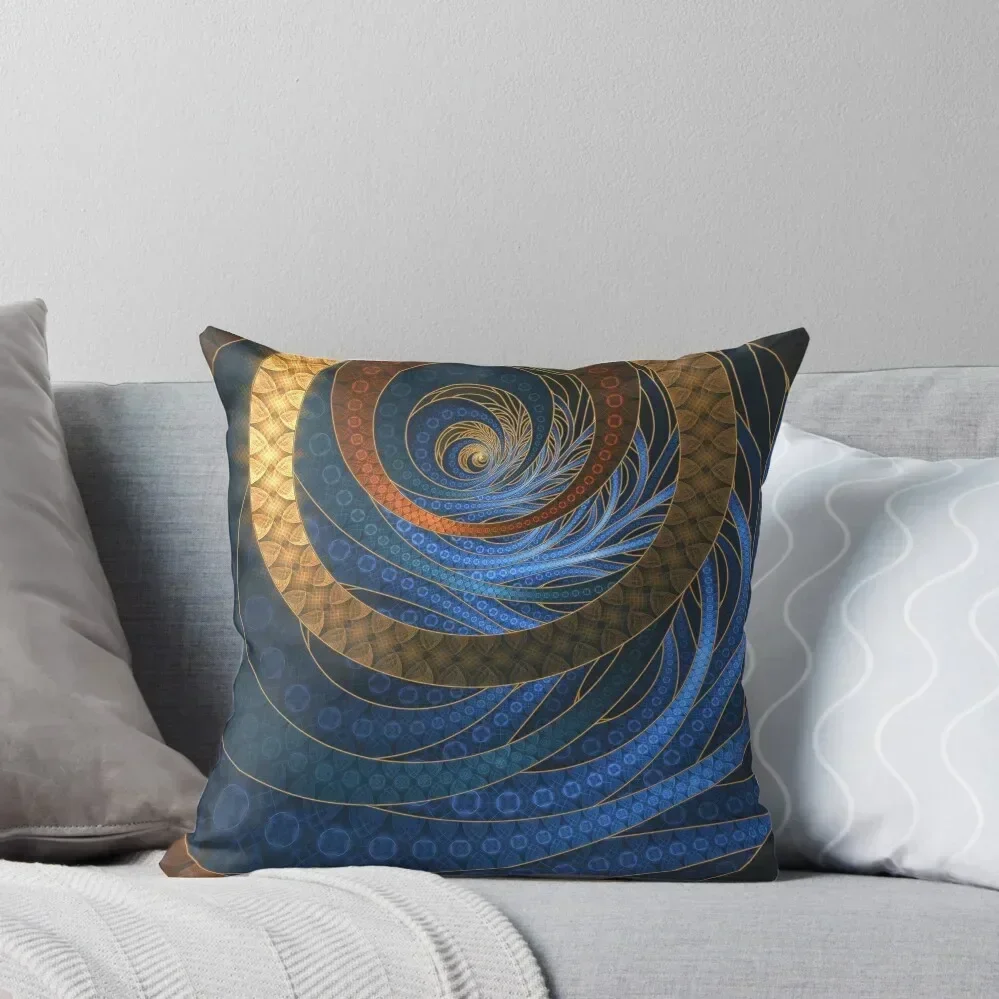 Royal Blue Sapphires and Shining Gold Fractal Bangles Throw Pillow Custom Cushion Photo pillow cover christmas pillow