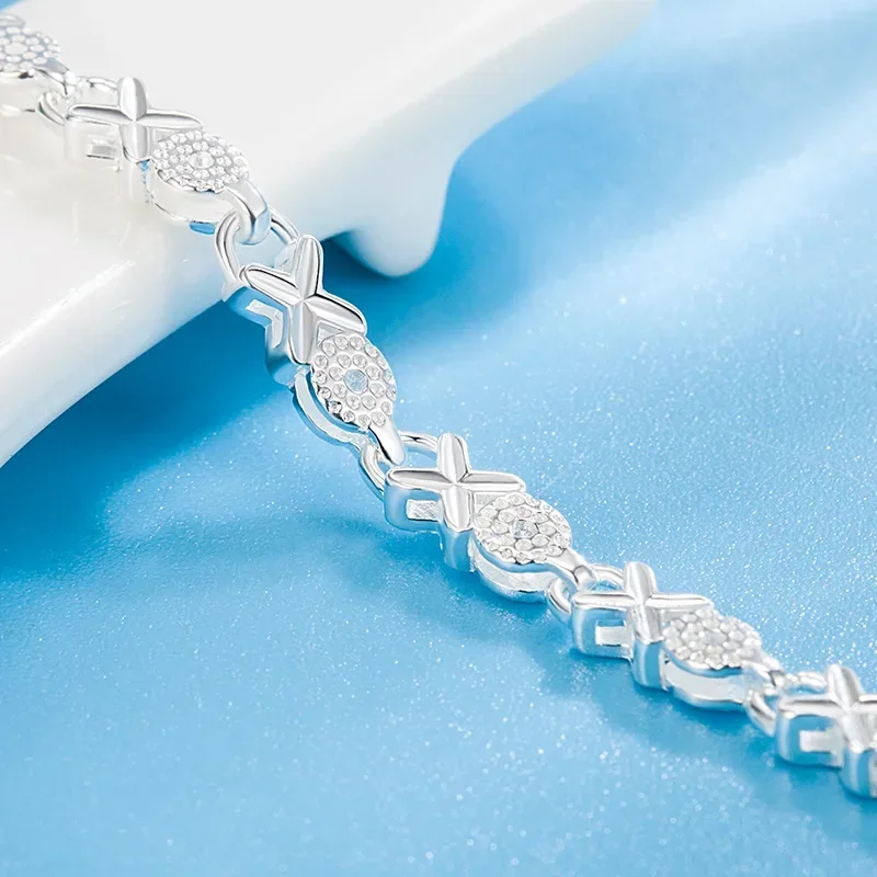 

High-Quality 925 Sterling Silver Noble Bracelets Chain For Women Party Wedding Accessories Jewelry 20cm 8inch Birthday Gifts