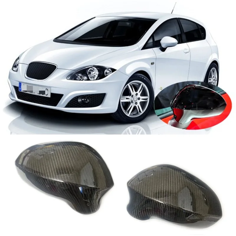 for Seat Leon 1P1 Exeo 3R Ibiza IV 6J 2008 2009 2010 2011 2012 2013 Real Carbon Fiber Gloss Black Rearview Wing Mirror Cover