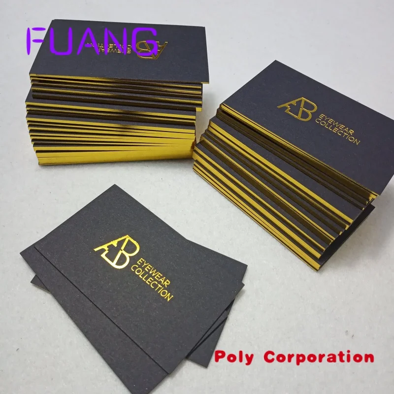 

Custom Custom luxury black gold foil recycled business card printing with golden border / edge