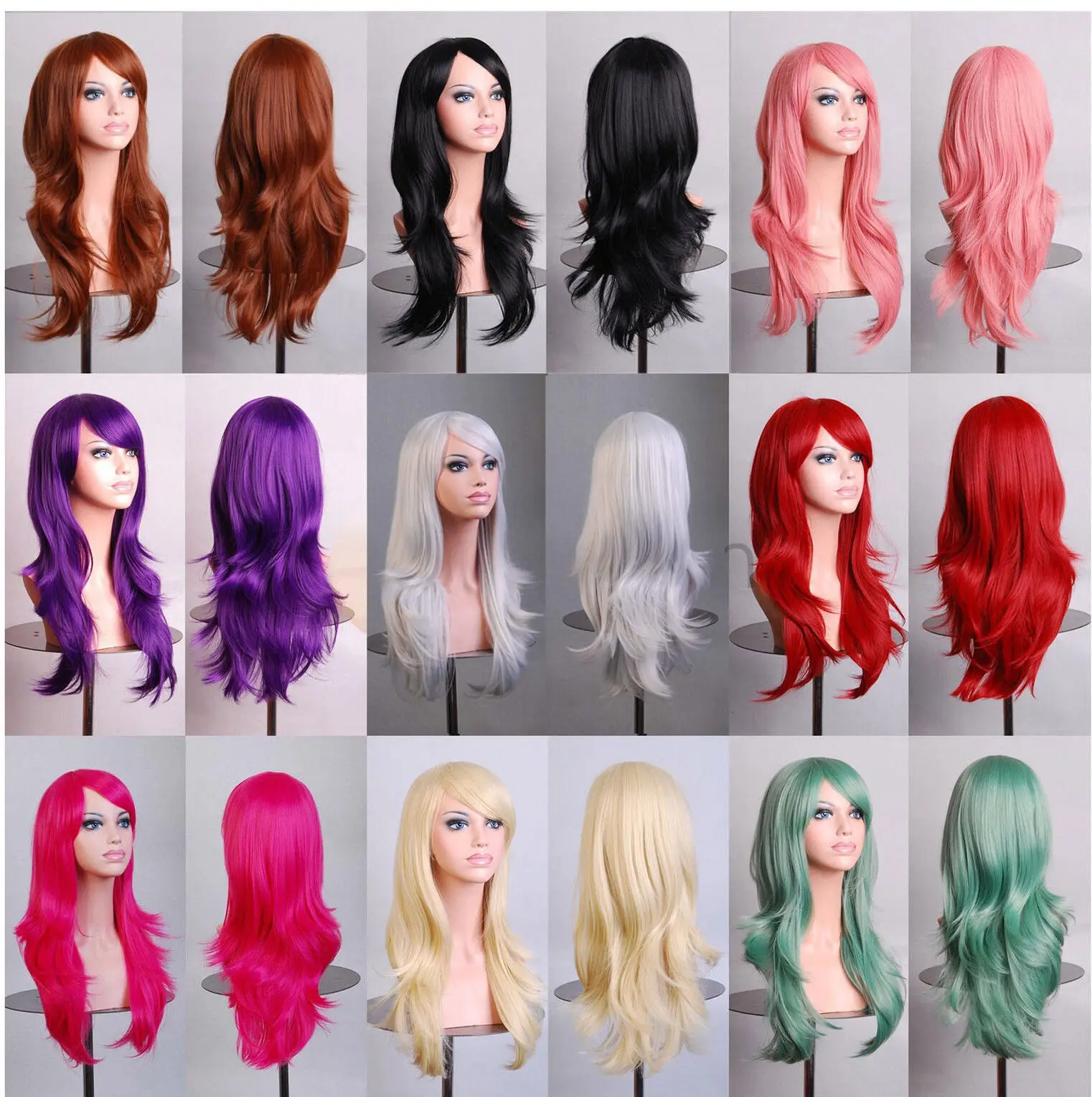 

Full Curly Wigs Cosplay Costume Anime Party Hair Wavy Fashion Long Wig Synthetic