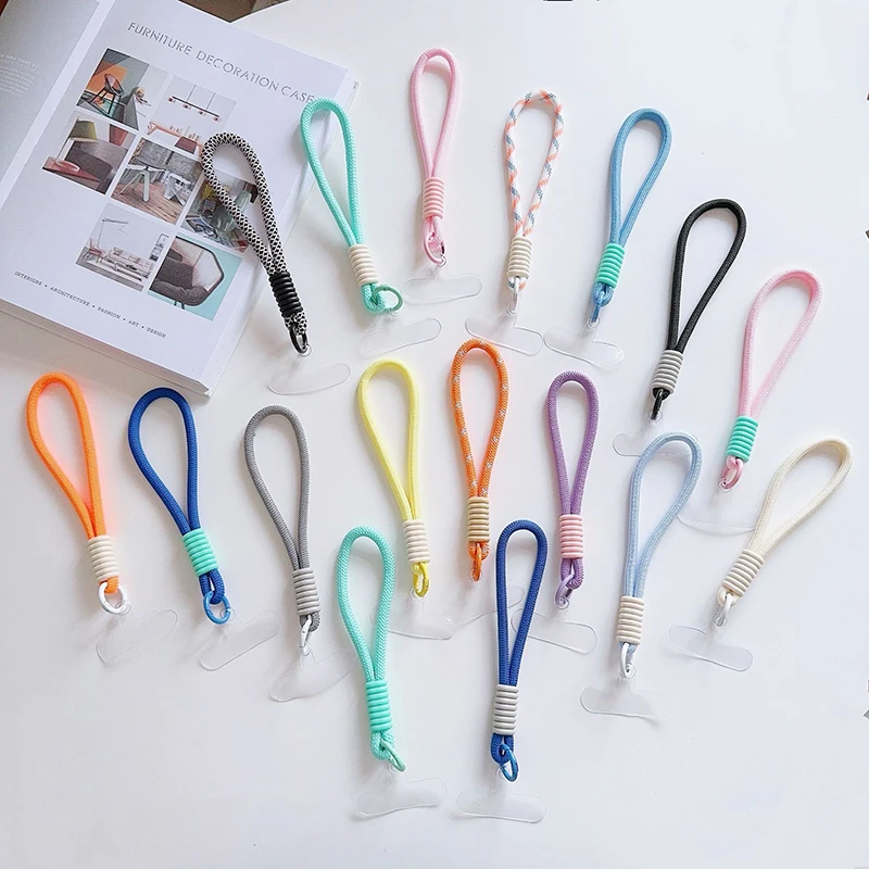 Mobile Phone Lanyard With Spacer Woven Wrist Water Cup Bag Pendant Colorful Simple Unisex Gift Keychain Phone Hanging Chain