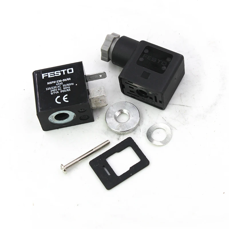 Festo MSFW-230-50/60,4540,Solenoid Coil,w/plug socket,plug vanes for MSSD-F 3-pin,110VAC