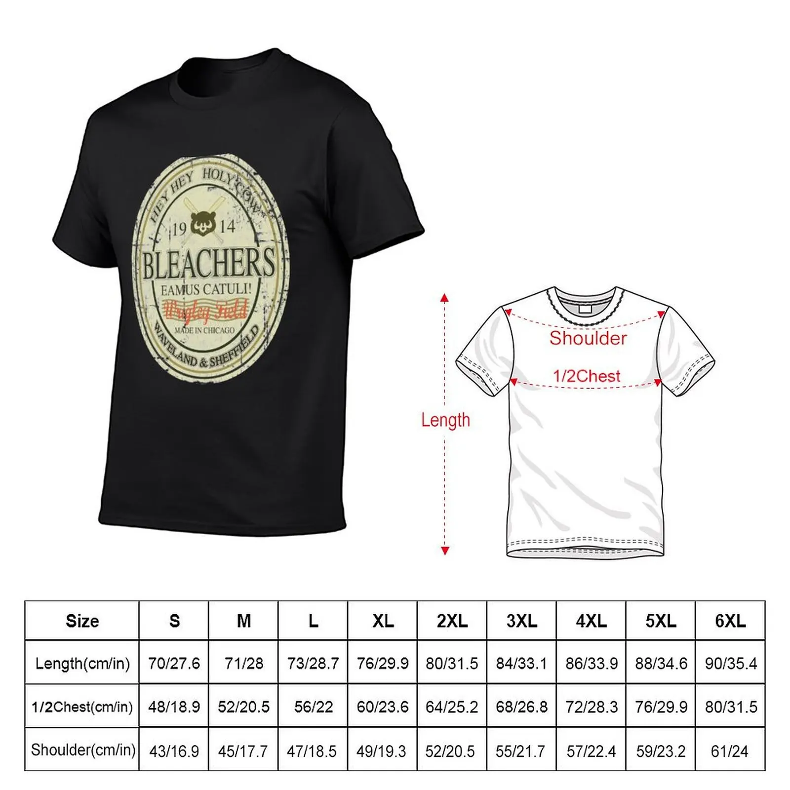 Vintage Wrigley Bleachers T-Shirt Short sleeve tee anime stuff oversizeds hippie clothes workout shirts for men