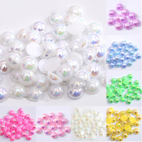 2/3/4/5/6/8/10/12/14 mm AB Color Imitation Pearls Craft Half Round Flatback Beads for Jewelry Making Nail DIY Decoration