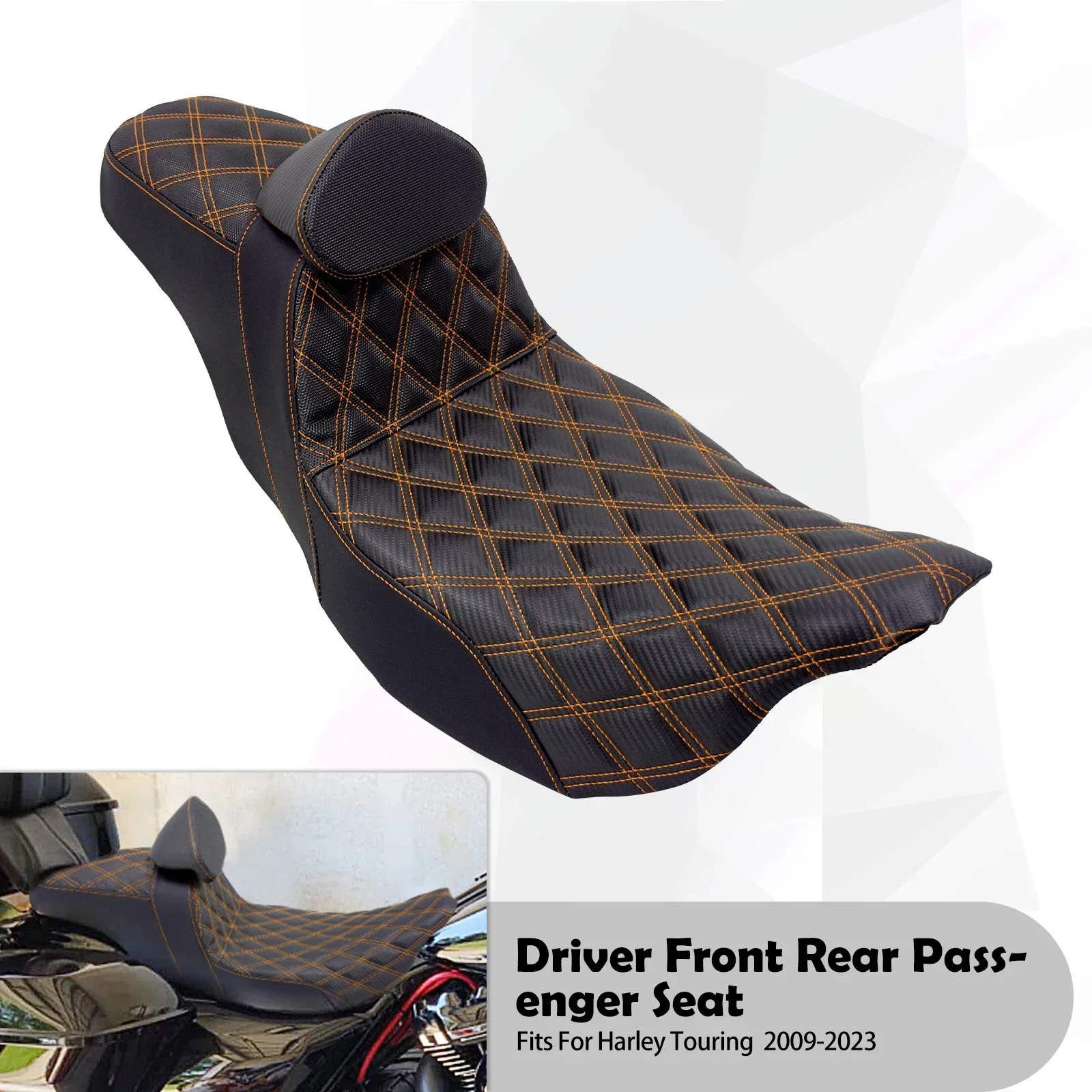 2-Up Motorrijder Passagiersstoel Met Verstelbare Rugleuning Kussen Voor Harley Touring Electra Road Glide 09-23 Lederen Zetel