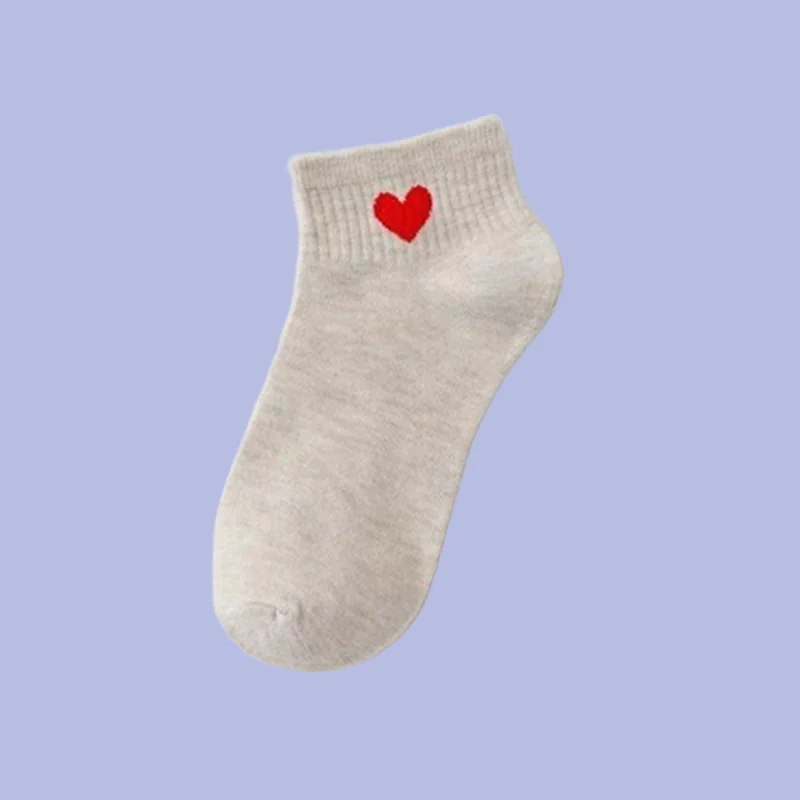 Chaussettes courtes tendance en coton pour femmes, chaussettes de rinçage pour femmes, motif coeur d'amour, haute qualité, document solide, jolie fille, nouveauté, 5 paires