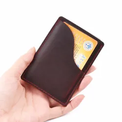 Genuine Leather Business Credit ID Card Holder Crazy Horse Leather Travel Credit Wallet Men Purse Case Wholesale