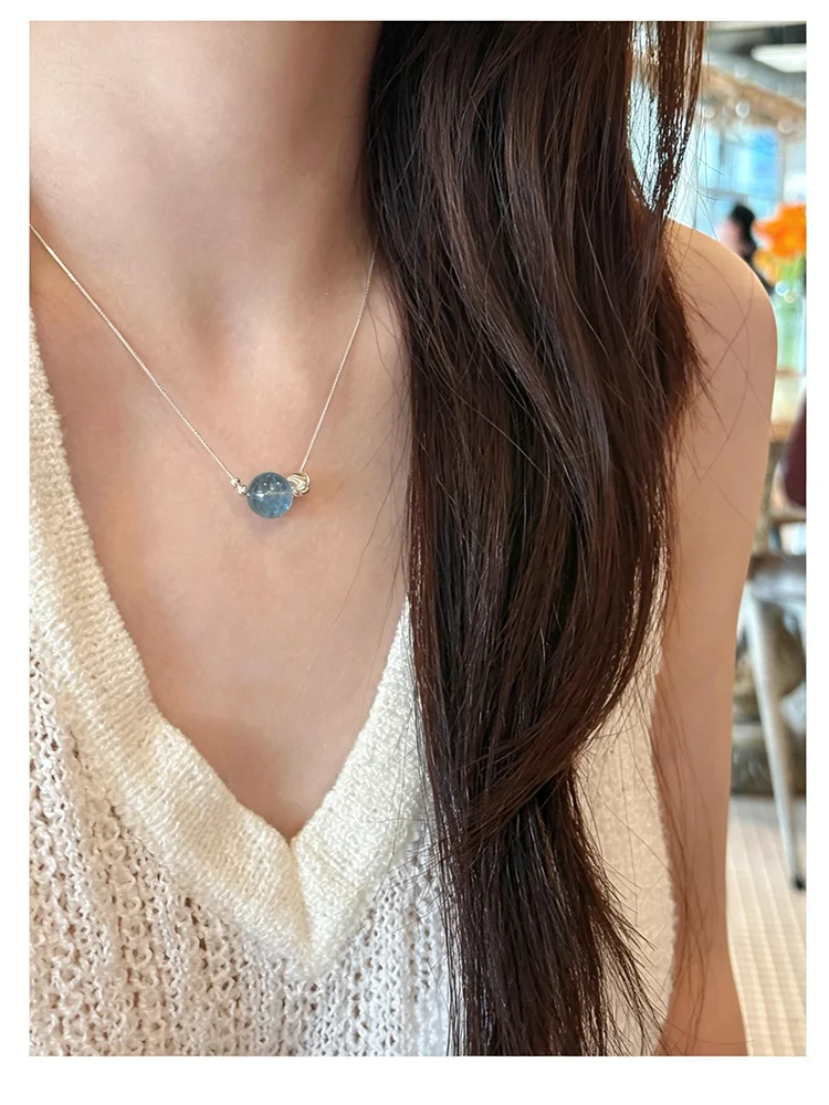 Silberfarbene Halskette mit einzelnem runden künstlichen Imitationskristall-Anhänger für Damen und Herren, Box-Kette, zierlicher Choker, Schmuck, Geschenk – Detail 8