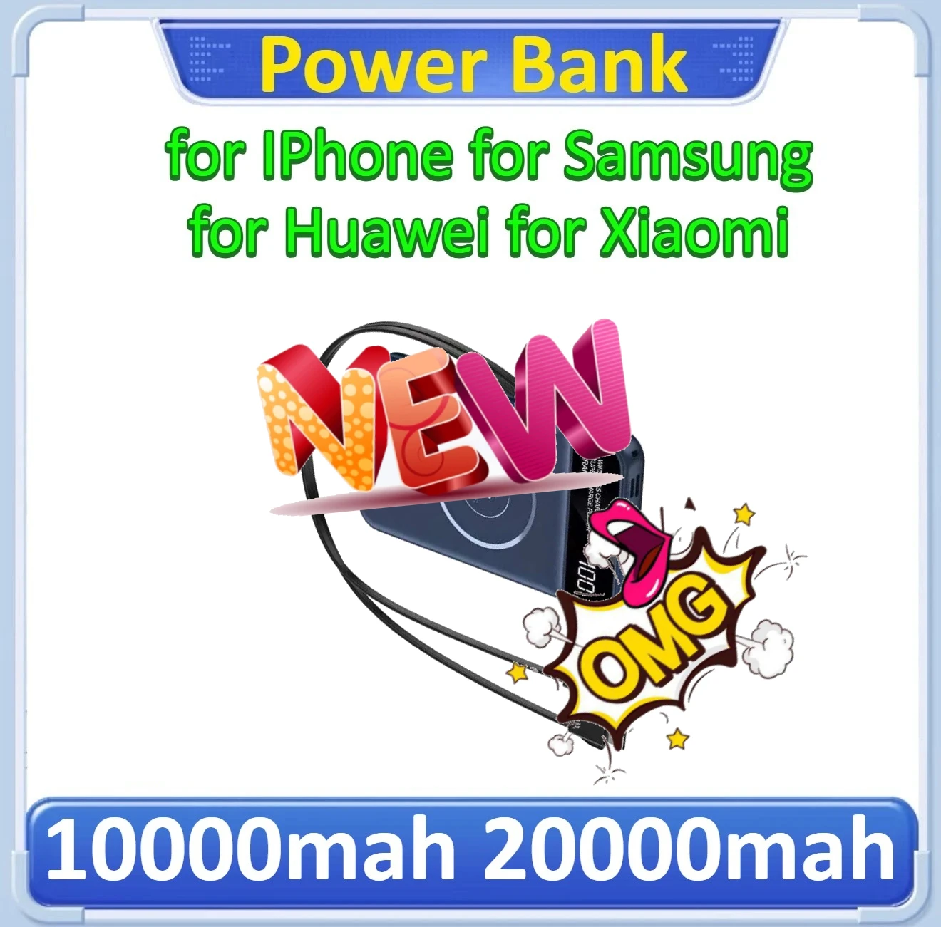 

Беспроводная зарядка для IPhone/Xiaomi для Magsafe, магнитная зарядка, встроенный провод, резервная батарея для мобильного телефона, 10000 мАч, 20000 мАч