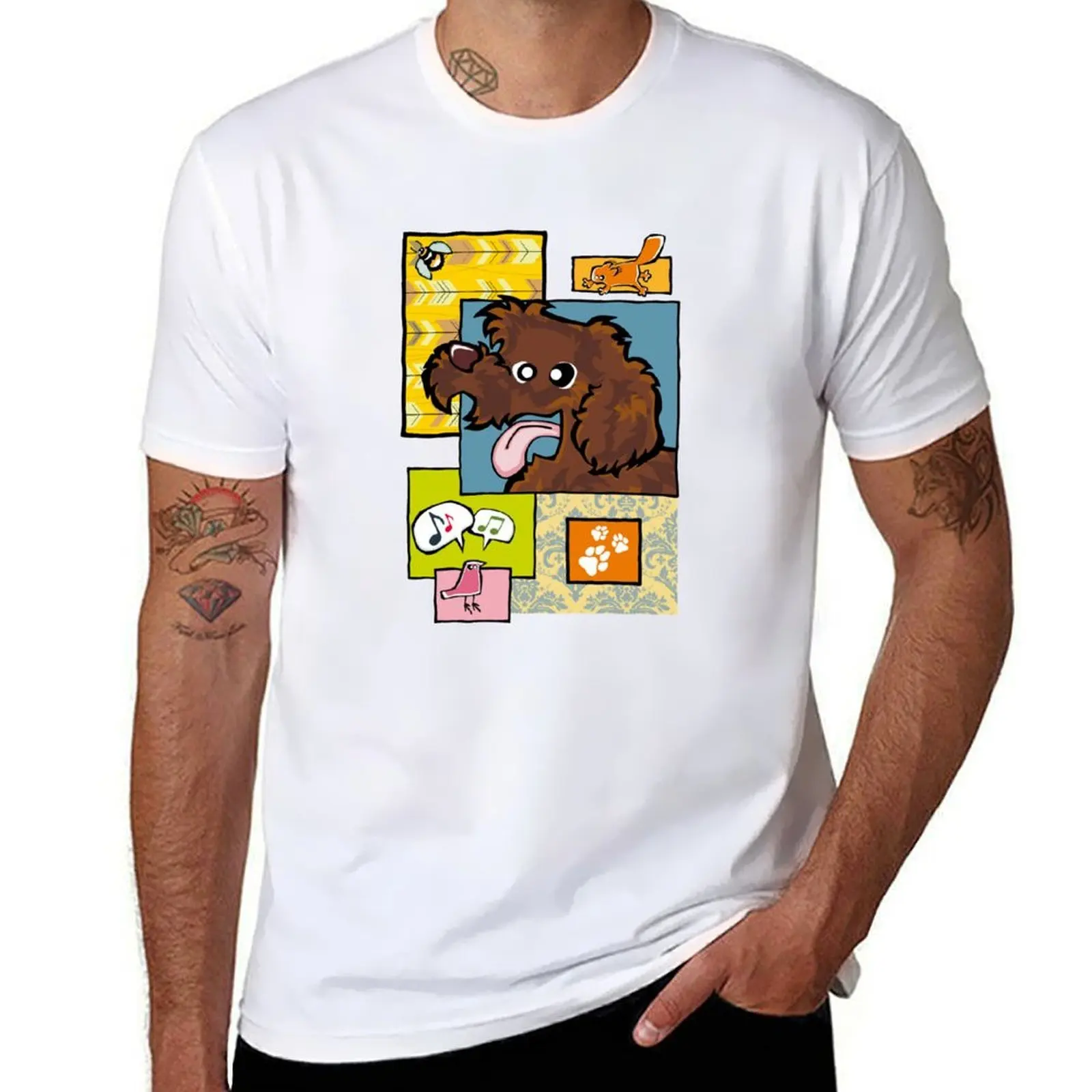 

Labradoodle - Chocolate (Collage) T-Shirt anime tshirt men t shirt cotton 100% T-Shirt
