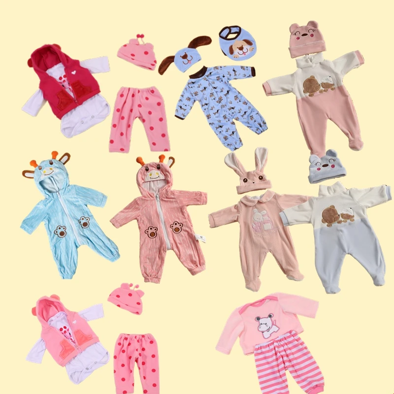 New Doll Clothes Born Baby Fit 17 inch 43-45cm Jumpsuit Pajamas Doll Accessories Clothe For Baby Reborn Dolls Suit for Bebe Doll