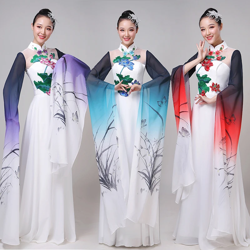 

Ladies yangko dance chinese style woman hanfu costume classical dance dance clothes hmong clothes