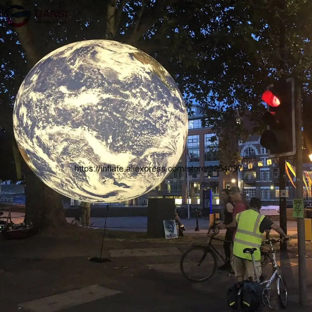Decoration Led Light Inflatable Moon Globe Giant Inflatable Moon Balloon For Outdoor Advertisement