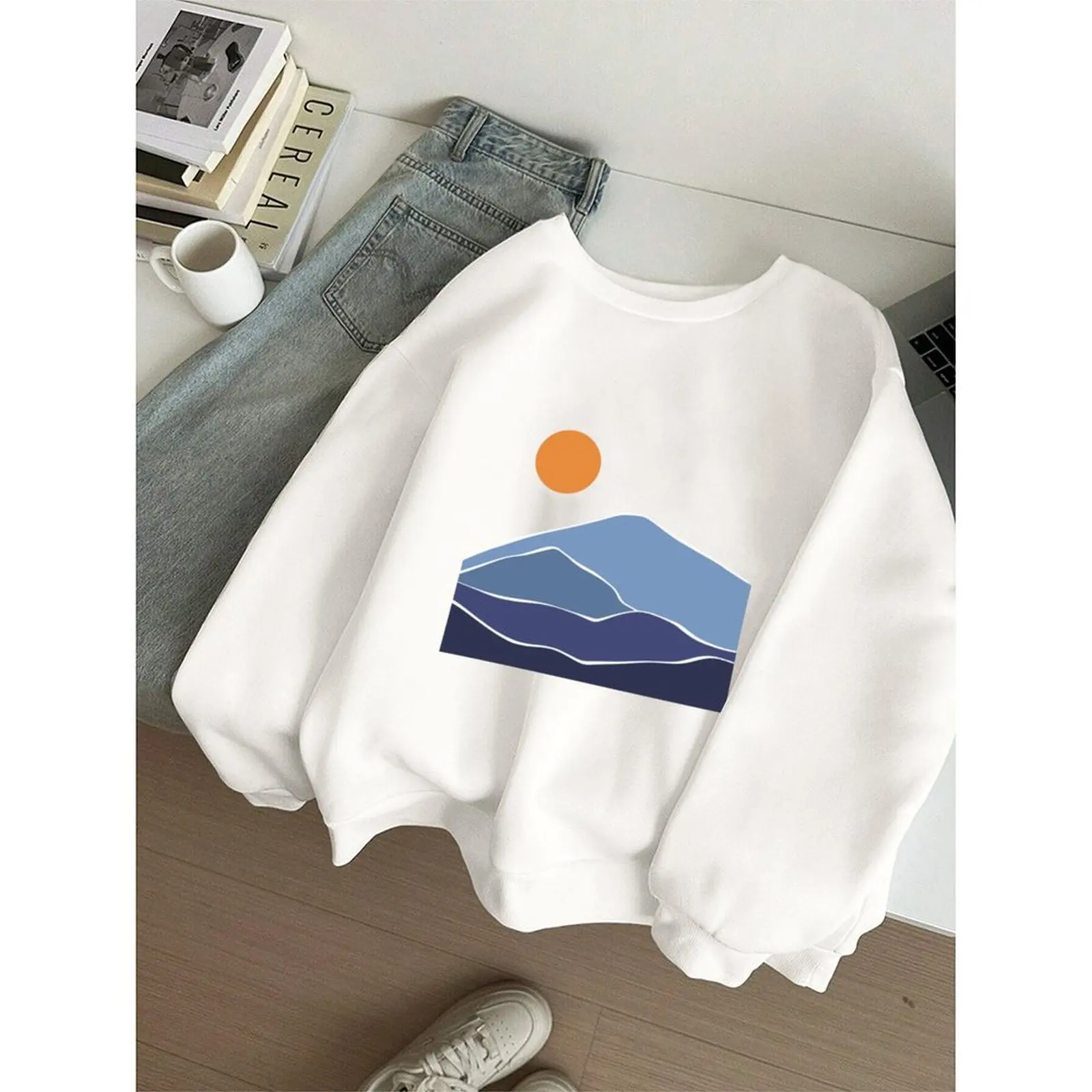 بلوزات نسائية برقبة دائرية بلوفرات رياضية غير رسمية فضفاضة مريحة مخملية بأكمام طويلة سترة شتوية ملابس نسائية 2025 #2