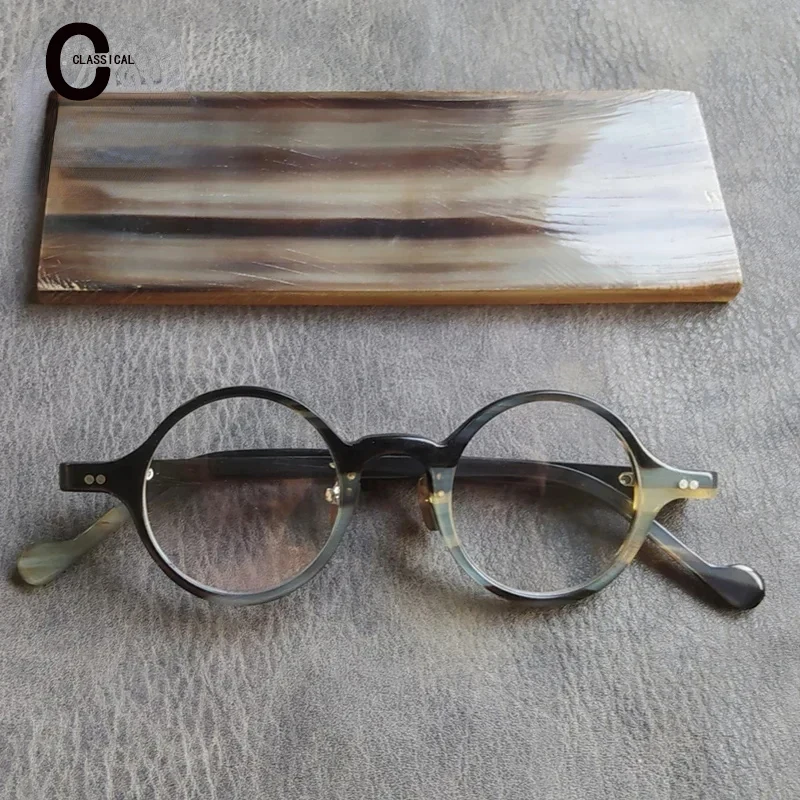 

Handmade Natural Buffalo Horn Round Glasses Frame for Women Fashion Optical Glasses for Men Reading Prescription Glasses Frame