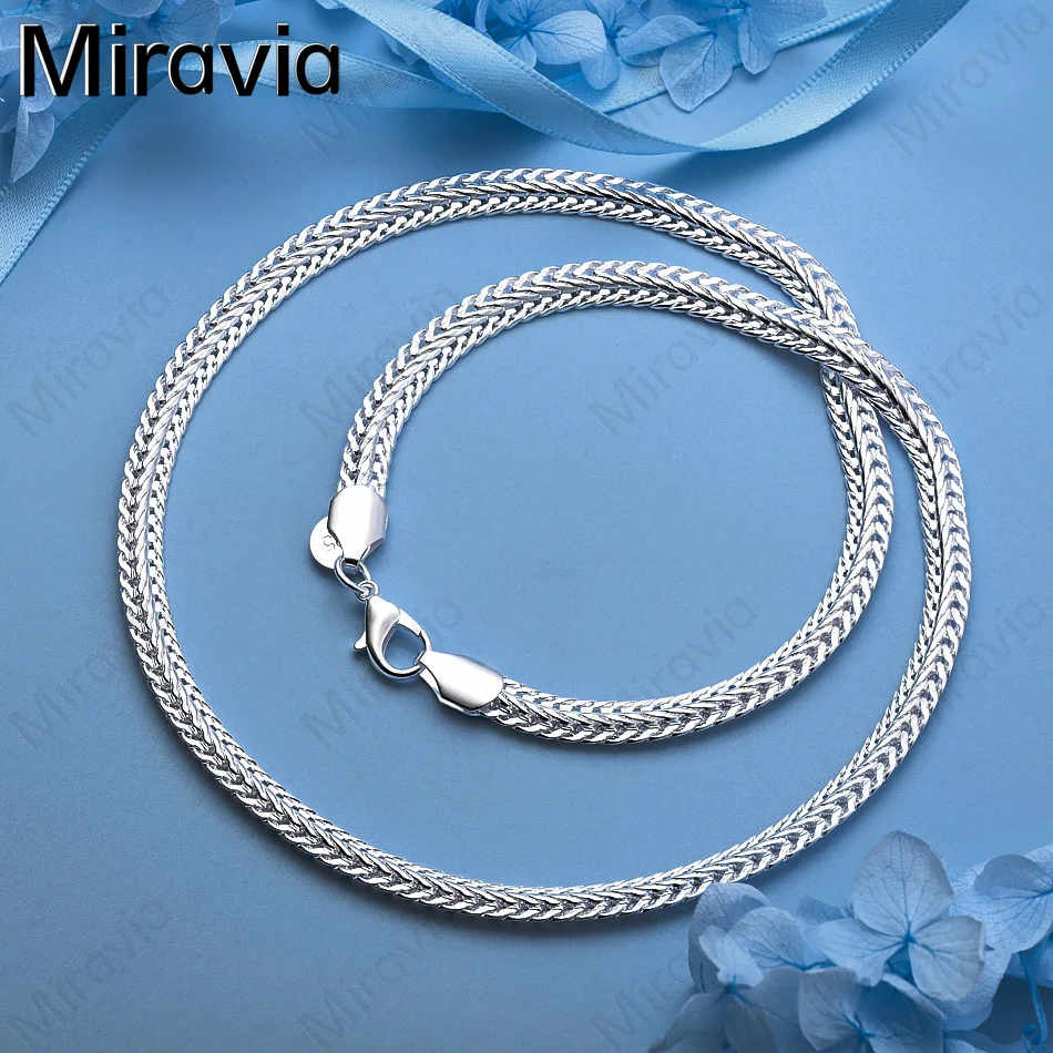 

Miravia 925 Sterling Silver 6mm Flat Side Chain Necklace Fashion Accessories Charm Women Birthday Gift Jewelry