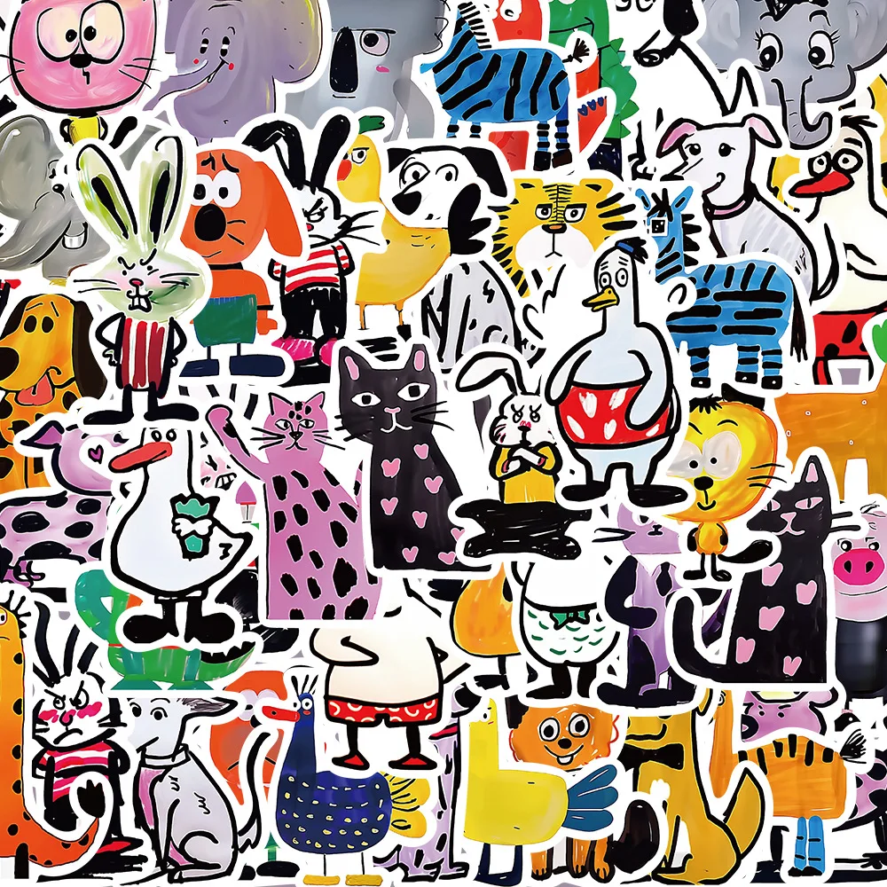 10/30/50Pcs Cartoon animal hand account graffiti stickers For Snowboard Laptop Luggage Car Fridge DIY Styling Vinyl