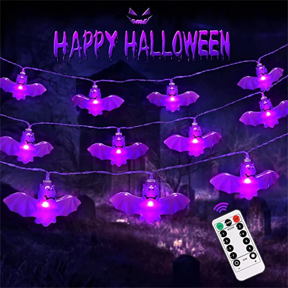 LED Halloween Pumpkin String Light Bat Spider Ghost Led Lights Halloween Decorations For Outdoor Home Party Ornament