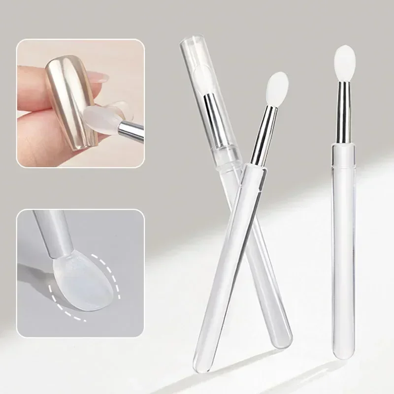 Nail Arts Silicone Applicator Sticks Reusable Chrome Glitter Applying Manicure Tool New Easy-Daub Pigment Silicone Nail Brush