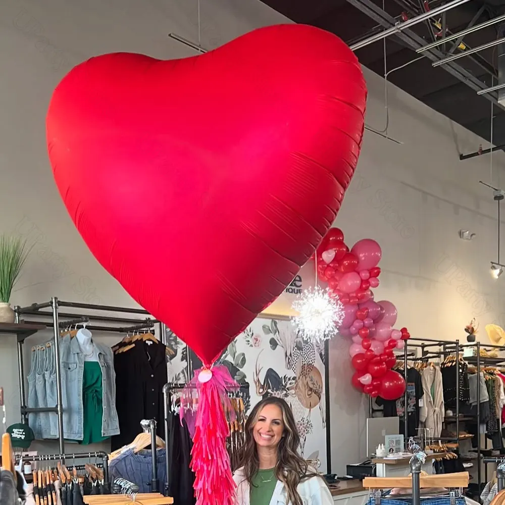 1/2 Stück riesige Herz-Luftballons, 60 Zoll, große rote herzförmige Heliumballons für Hochzeit, Geburtstag, Verlobung, Valentinstag-Dekoration – Detail 3