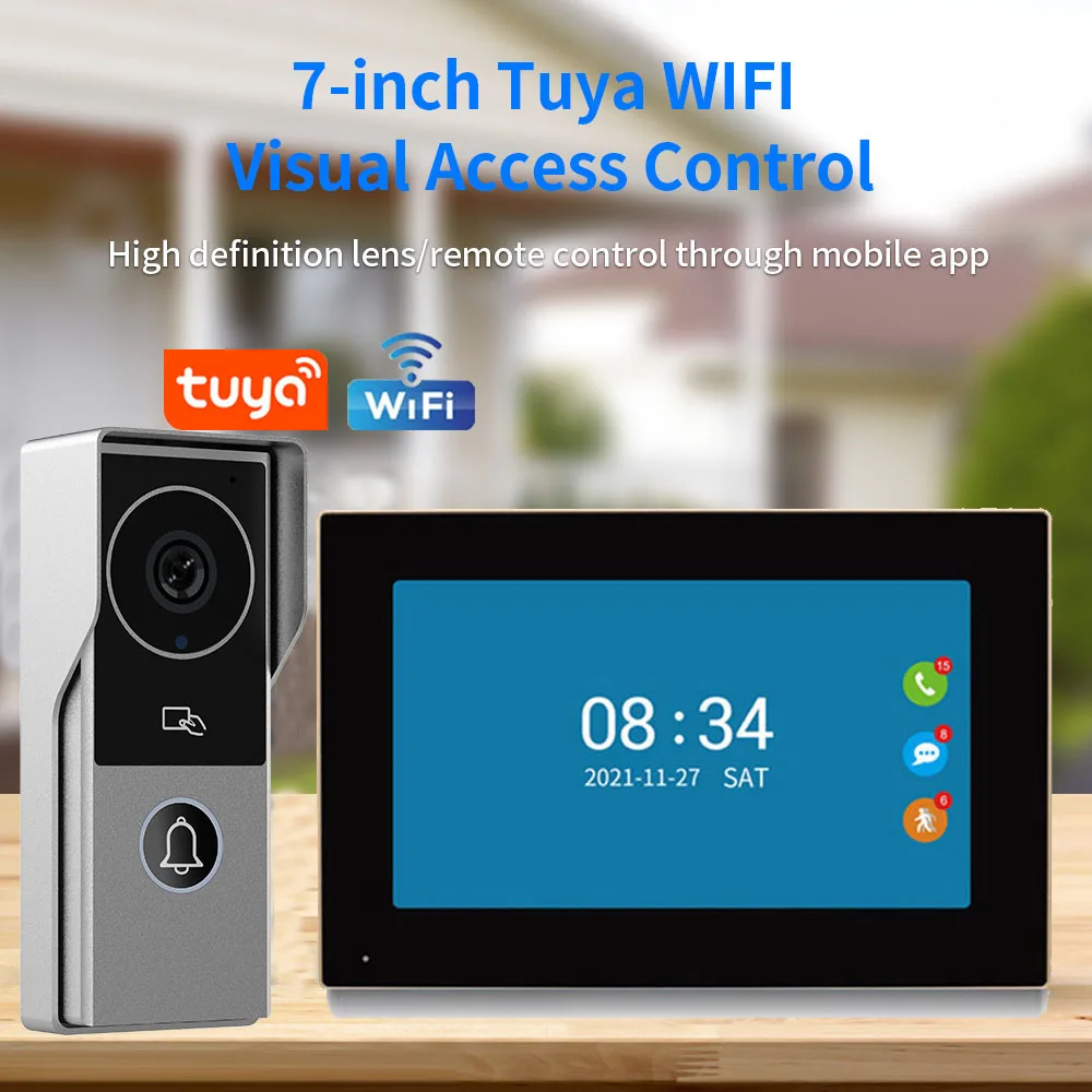 TUYA 1080P 7/10 بوصة تعمل باللمس AHD اللاسلكية واي فاي جرس باب يتضمن شاشة عرض فيديو التطبيق الذكي المنزل فيديو إنترفون أطقم لنظام التحكم في الوصول