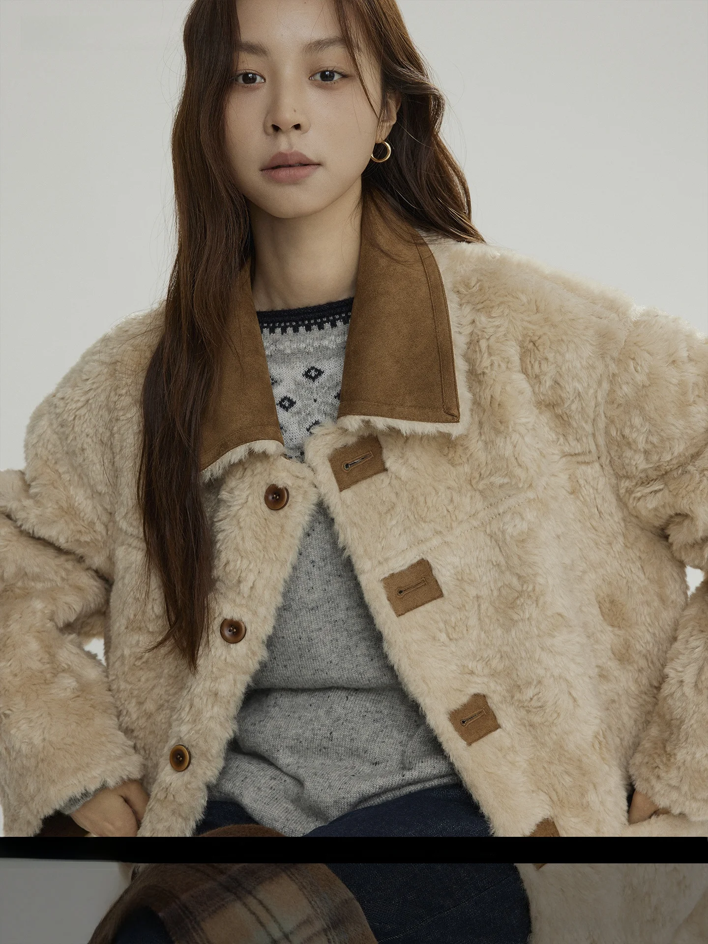 Joli اختر معطف نسائي من جلد الغزال على الوجهين من الفرو كاجوال Sle طويل Sve معطف بأزرار إغلاق ملابس خارجية فضفاضة تناسب