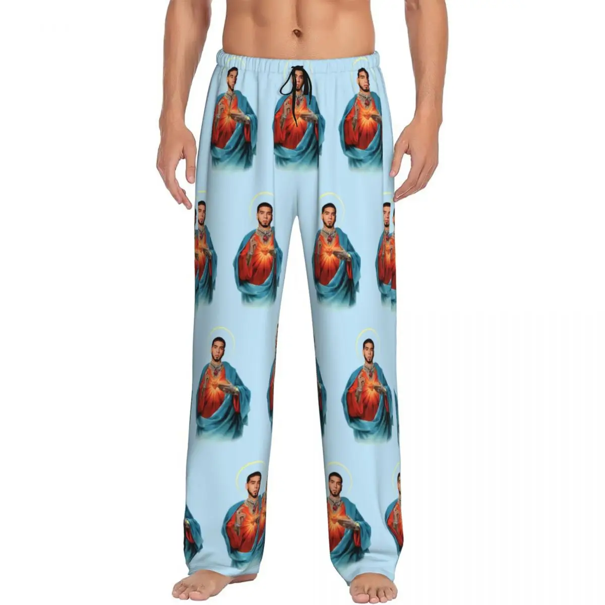 

Мужские пижамные штаны с индивидуальным принтом Anuel AA, одежда для сна и отдыха в стиле рэпера и певца, с карманами