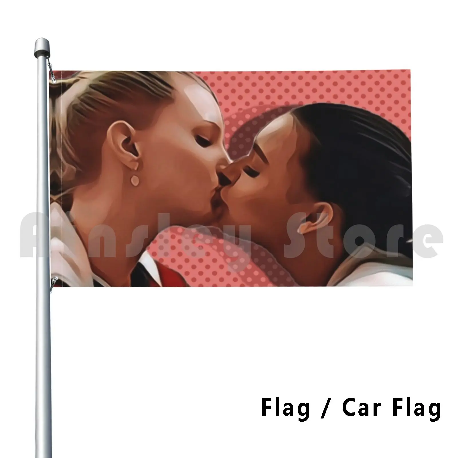 Brittana-Brittany And Santana Kiss Kissing-Glee Outdoor Decor Flag Car Flag Brittany Santana Kiss Kissing Smooch Glee