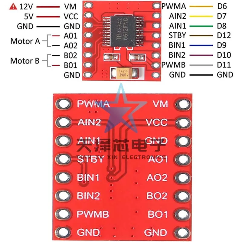 Modul penggerak Motor Tb6612Fng Volume kecil, modul mobil penggerak keseimbangan sendiri Super L298N kinerja tinggi