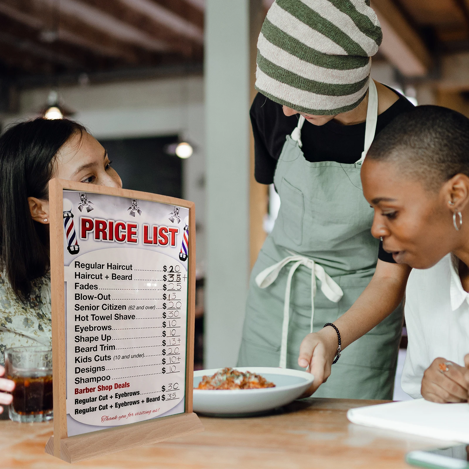 

1Pcs Wood Acrylic Sign Holder Practical Display Stand Desktop Price Tag Rack Menu Paper Advertisement Display Sign Holder