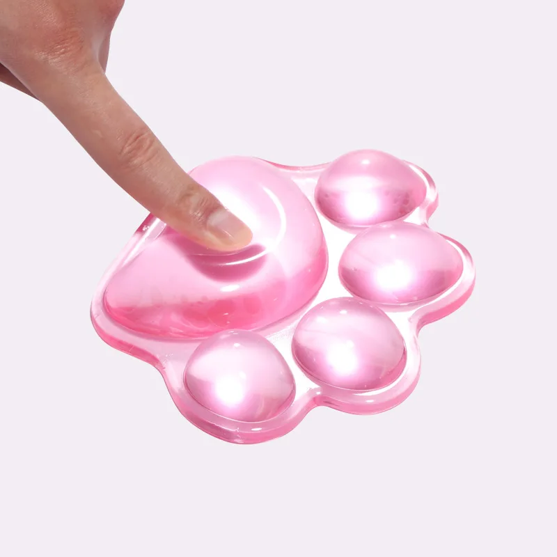 Cute Pink Cat Paw Silicone Wrist Rest Mouse Pad, Transparent Small Anti-slip Wrist Support Cushion for Girls Office