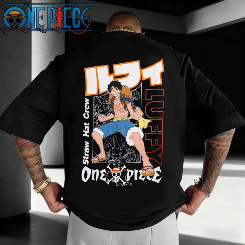 

One Piece Luffy Anime T-shirt 2025Summer New Hot-seling Men's Women's Loose Short Sleeve Y2k Cotton Street Dress Pattern T-shirt