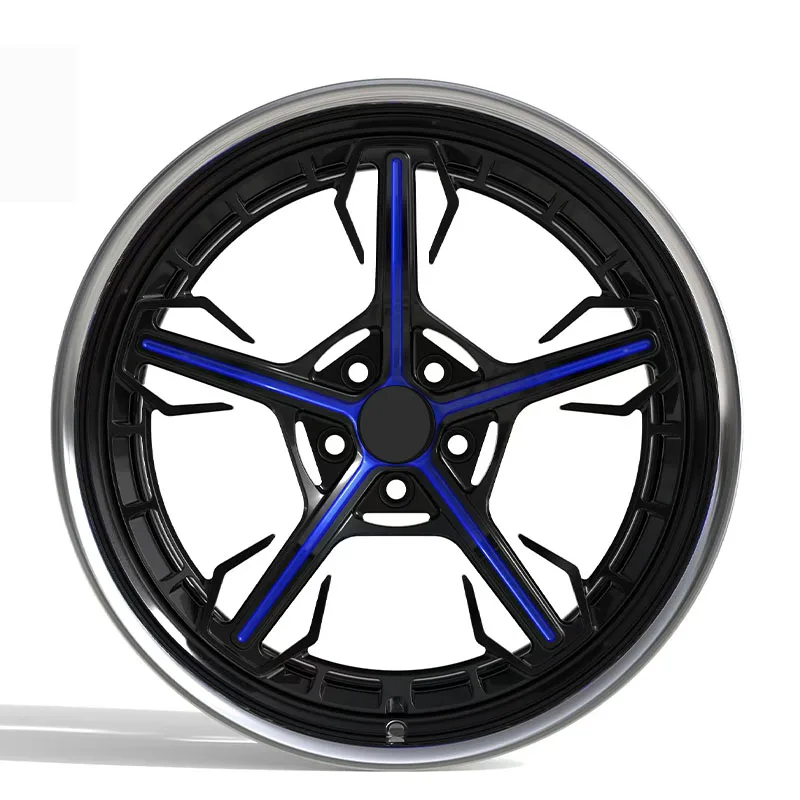 Custom 2 Piece Forged Wheels 17 18 19 Inch High Polished Spokes Passenger Car Alloy Wheel Forged Rim