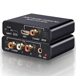 192KHz DAC Converter HDTV Audio Extractor COAXIAL Toslink(Optical) ARC Input To Coaxial Spdif Stereo L/R 3.5mm Jack for HDTV