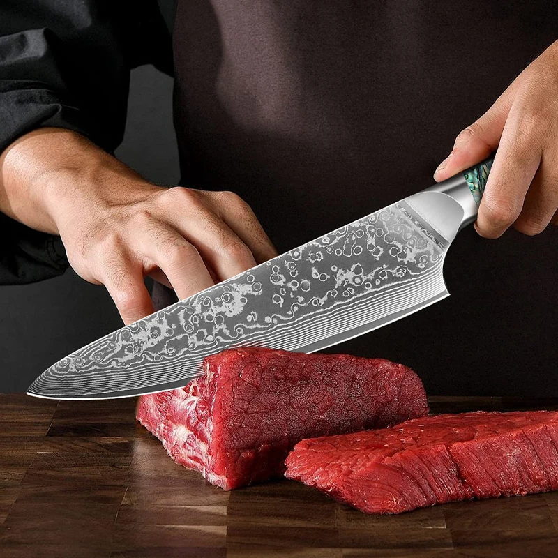 1-8PCS Kitchen Chef Knife Set Japanese Damascus Steel 67 Layers Chef Knife Kitchen Sharp Vegetable knife Abalone shell Handle