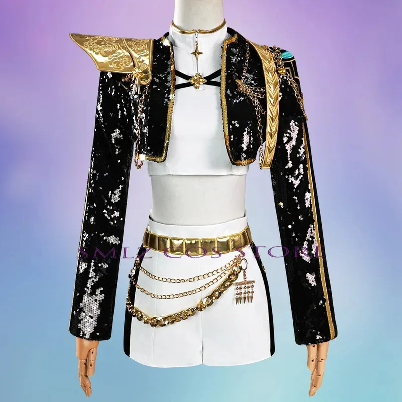 CyKpop Demon Golden Cos Hunter Rumi Mira Cosplay Zoey Cosplay abrigo negro peluca actuación disfraz mujer Halloween juego de rol