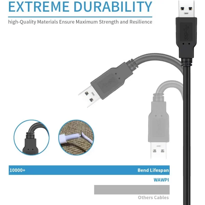 USB 3.0 A to A SuperSpeed 5Gbps Data Transfer Cable for Computer Hard Drive Enclosures Printers Modems Cameras Laptop Cooler