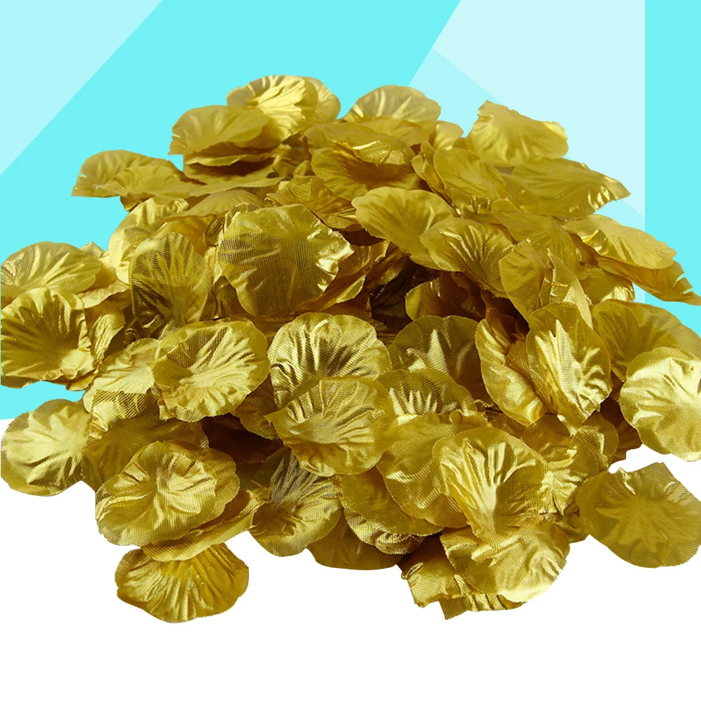 

100Pcs Artificial Rose Petals Fabric Gold High-Density Simulated Flowers for Wedding Decoration Reusable Table Scatter