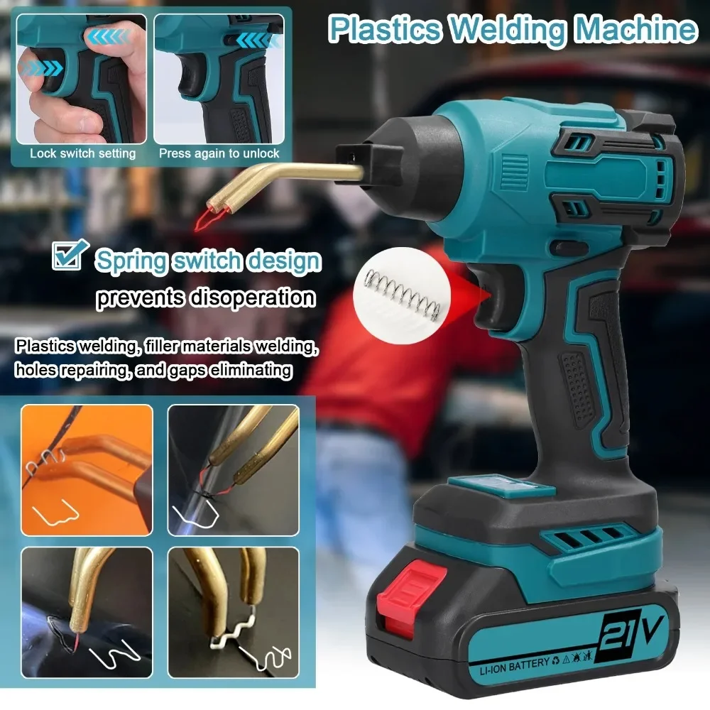 pistola de soldador de plastico sem fio grampeador a quente maquina de solda para carro grampos de eixo kit de reparo da bateria makita 18v 01
