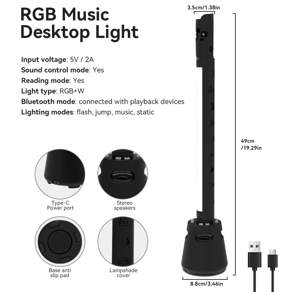 RGB Music Lamp Desktop Sound Pickup Light USBCharge Night Lamp Music Rhythm Pickup Lights Christmas Party Atmosphere Decor Light