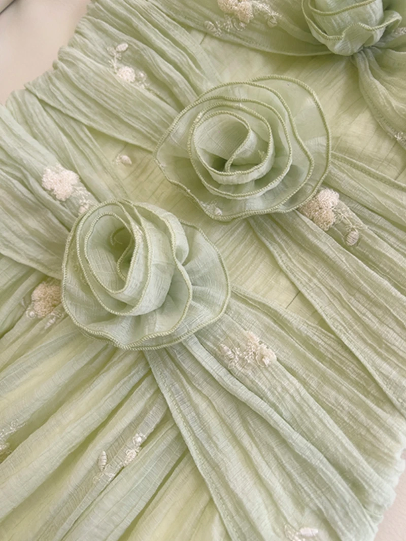 Primavera início da brisa doce floral bordado strapl dr férias femininas dr cintura alta a linha saia casamento par